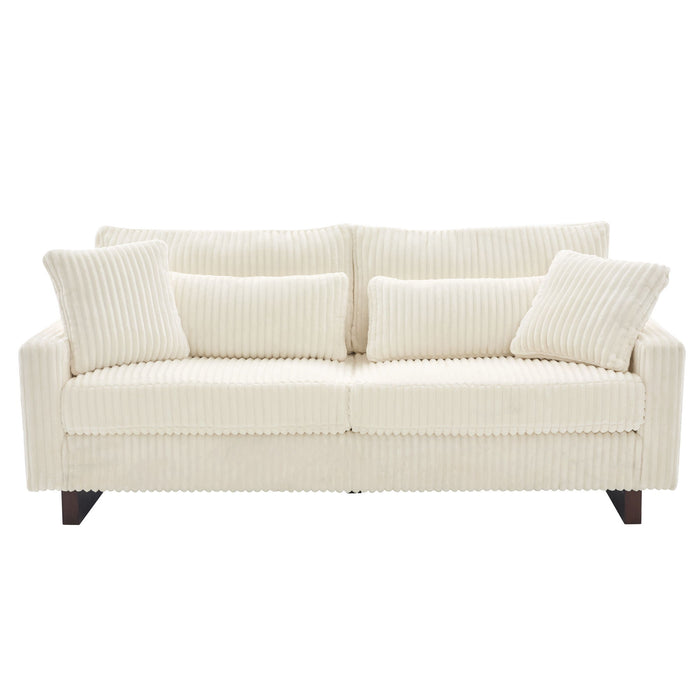 Modern Corduroy Loveseat Sofa With 4 Pillows