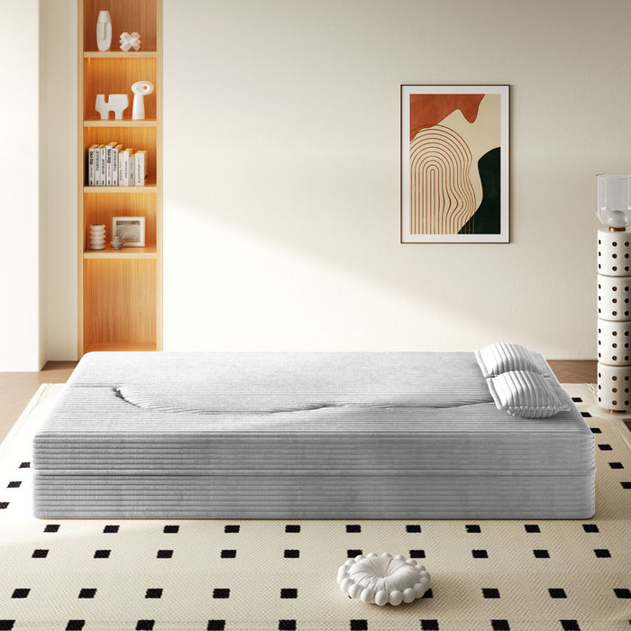 Floor Sofa With 2 Pillows, Convertible Twin Size Mattress For Living Room