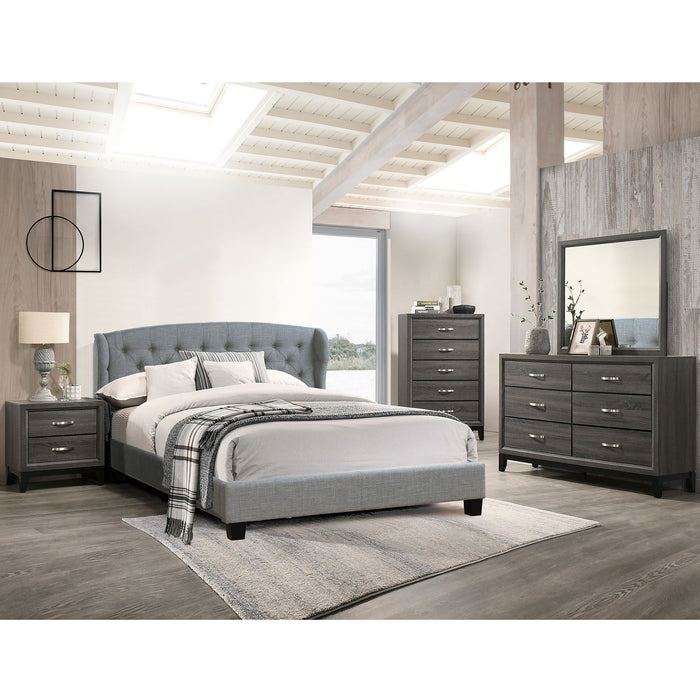 Bed With Adjustable Button Tufted Headboard