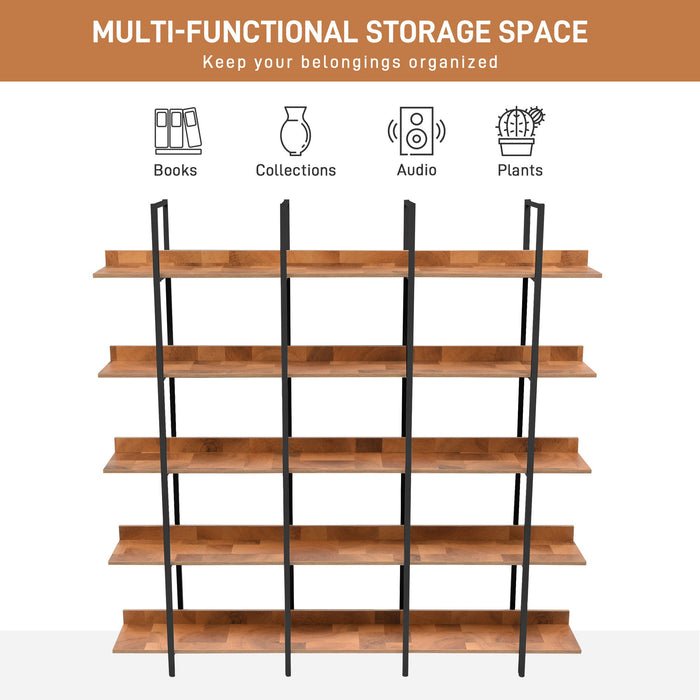 Vintage Industrial 5 Tier Open Bookcase