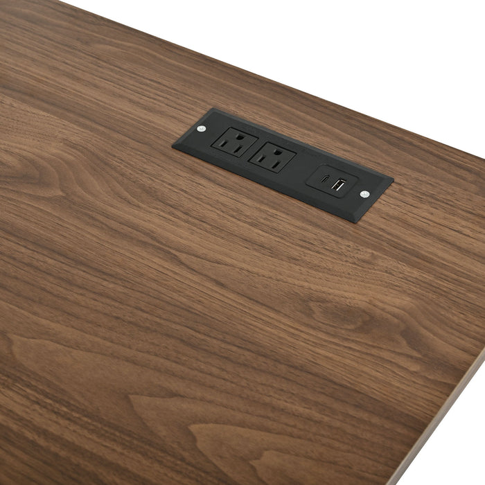Space Saving L-Shaped Computer Desk With Keyboard Tray & Charging Stations