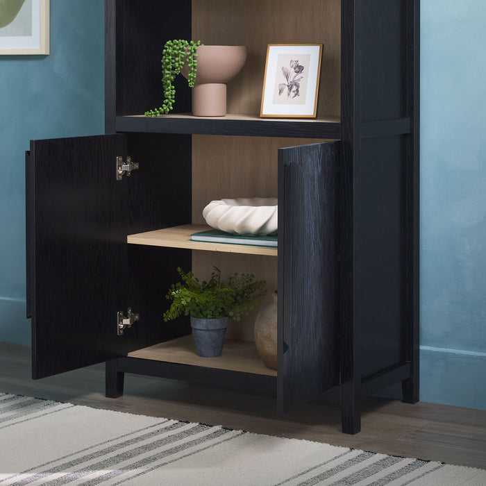 Modern 3 Shelf Open Arched Bookcase Cabinet