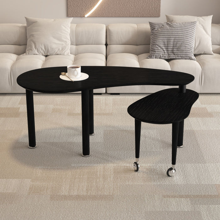 Rotatable Cocktail Table With Solid Legs, 360 Degree Rotating