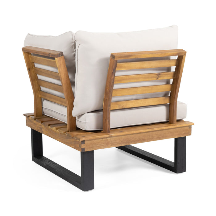 Sebastian - Hand Crafted 4 Piece Sofa Set With Water Resistant Cushions - Beige / Teak