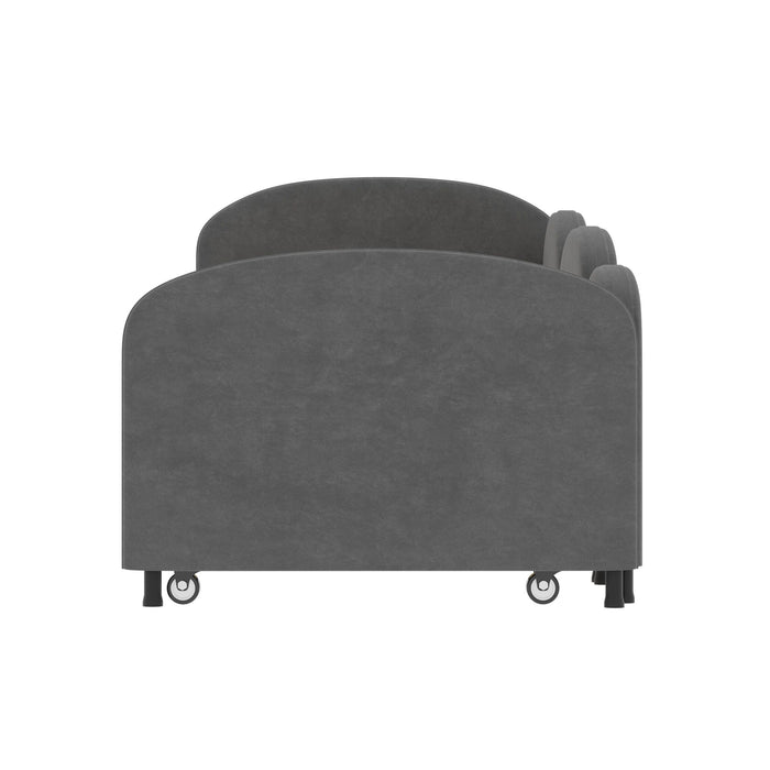 Modern Velvet Upholstered Daybed With Additional Bed Frame