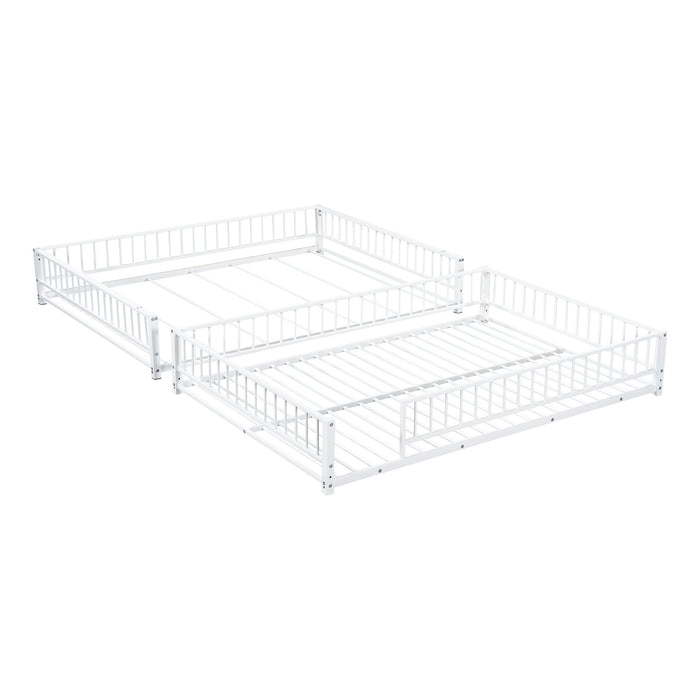 Bunk Bed Frame With Ladder And Safety Guardrails
