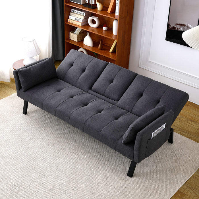 Sofa Bed With Foldable Design And Cup Holder