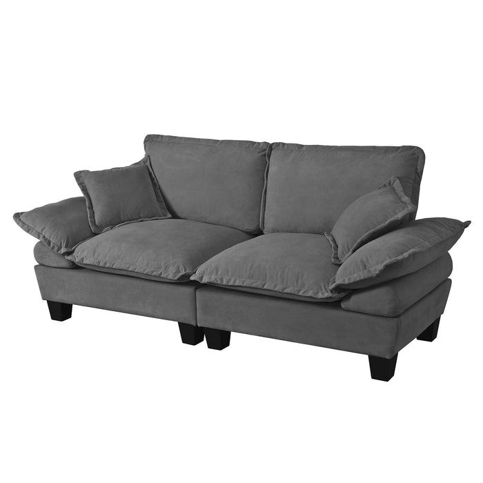 2 Seater Modular Loveseat With Curved Armrests
