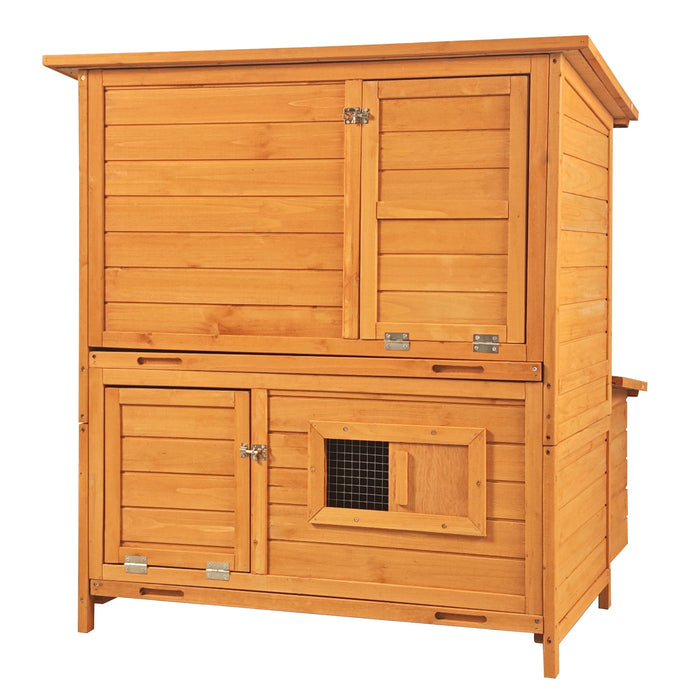 Chicken Coop, Large Chicken Coop With 3 Nesting Boxes, Foldable Ramp And Flip Up Asphalt Roof - Orange