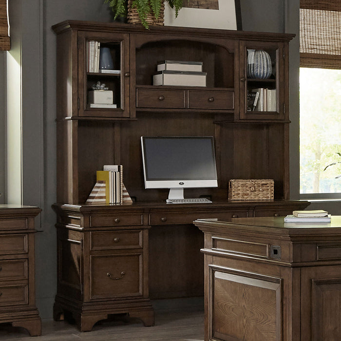 Stigham - 5 Drawer Credenza With Hutch - Oak