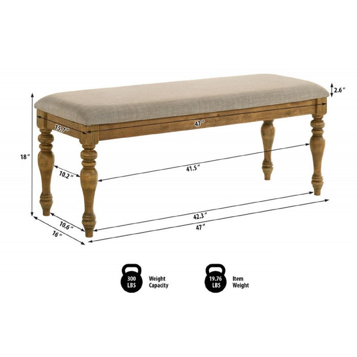 Dining Bench With Cushion - Brown