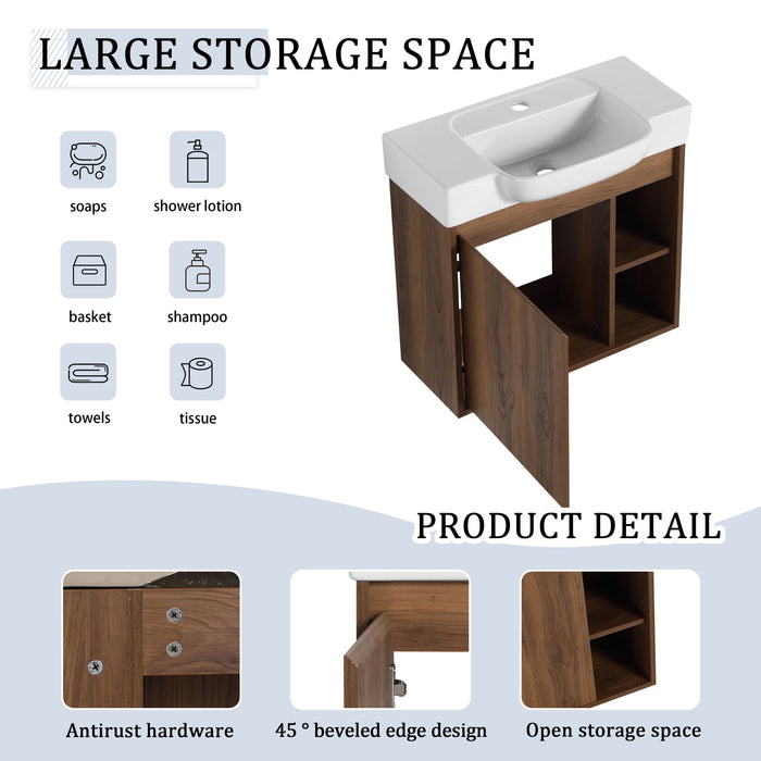 Wall Mounted Bathroom Vanity With Sink & Soft Close Door