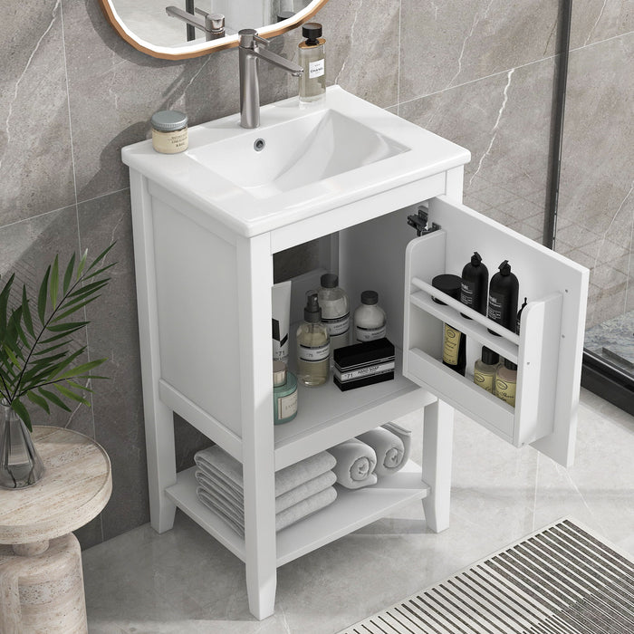 Modern Bathroom Vanity With Sink, Soft-Closing Door And Open Shelf