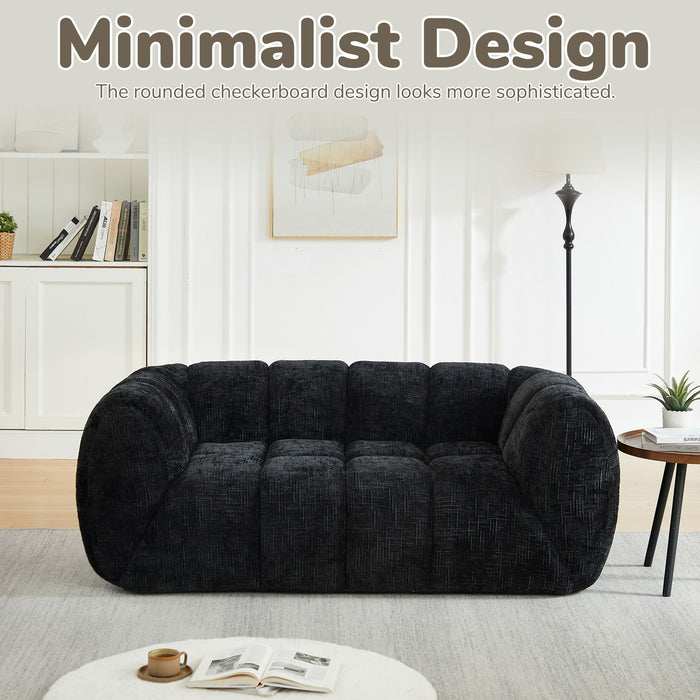 Quilted Cloud Sofa With Rounded Armrests And Piano Key Backrest Design