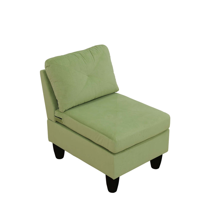 Modular L - Shaped Sectional Sofa, 6 Seater, 4 Piece Couch With Chaise - Green