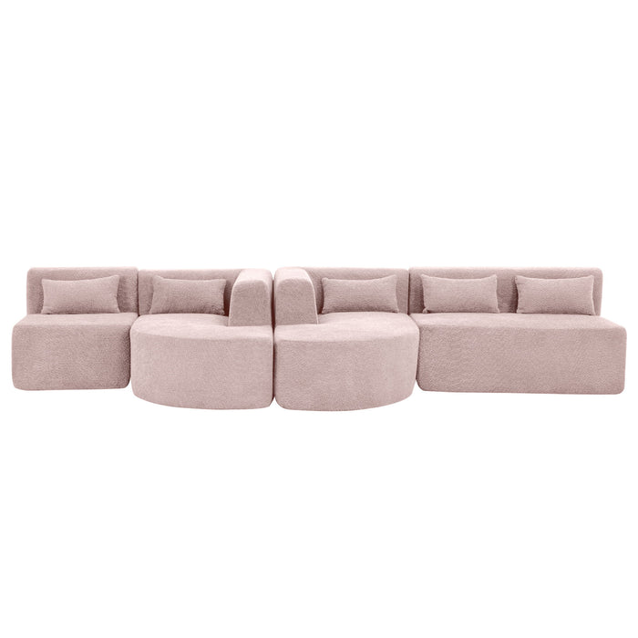 Upholstered Sofa Free Combined Sofa Couch With 2 Chaise Lounge And Five Back Pillows For Living Room