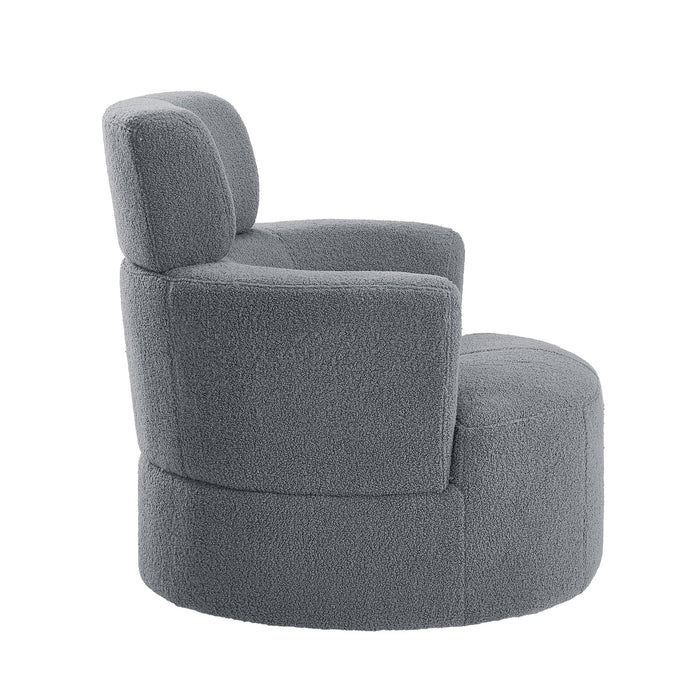 360° Swivel Chair Upholstered Accent Barrel Chair With Adjustable Headrest
