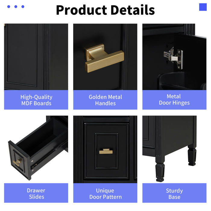 Modern Bathroom Vanity With Sink, Flip Drawer, 2 Drawers, Adjustable Shelf