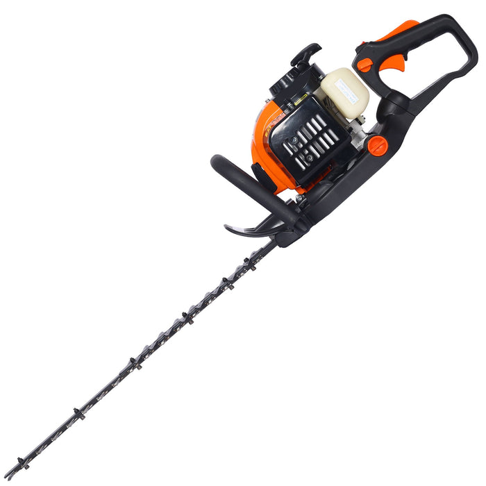26Cc Gas Powered Hedge Trimmer With Double Sided Blade And Recoil Start - Orange