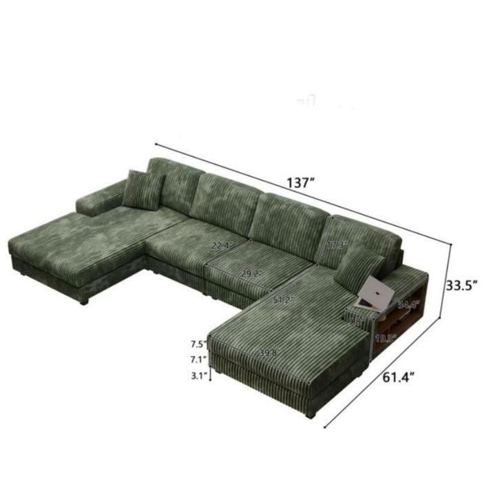 U-Shaped Convertible Sofa, 4 Seater Large Living Room Lounge