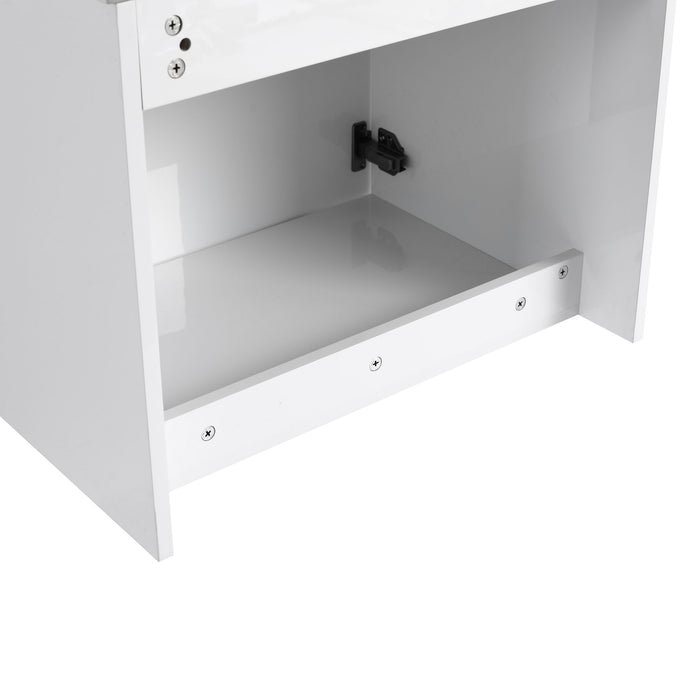 Wall Mounted Bathroom Vanity With Sink, 2 Soft Close Doors, Cabinet & Half Door