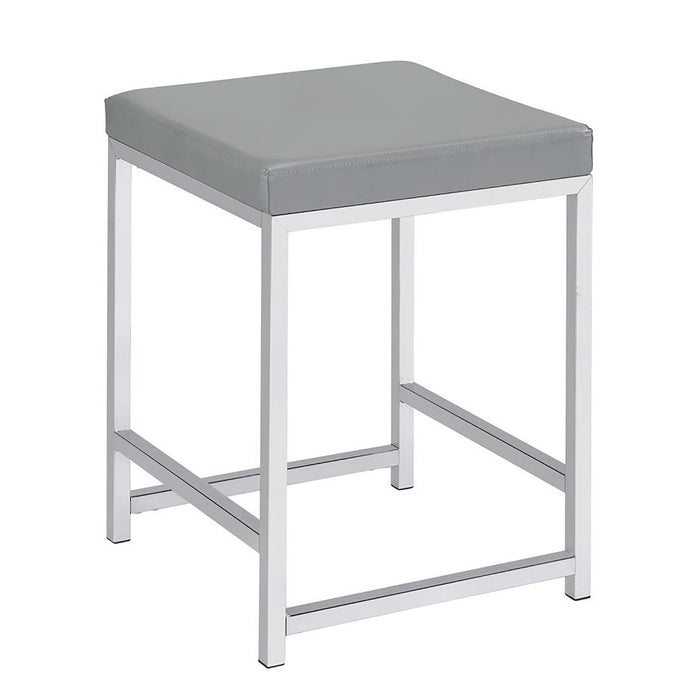 Upholstered Square Vanity Stool With Base Furniture For Bedroom - Light Gray