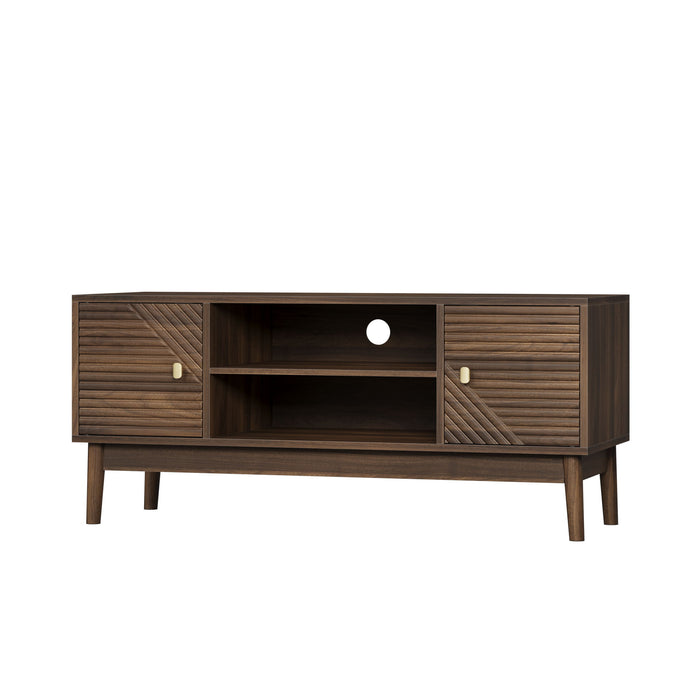 TV Stand, Entertainment Center With Storage, Media Console Table For Living Room - Walnut