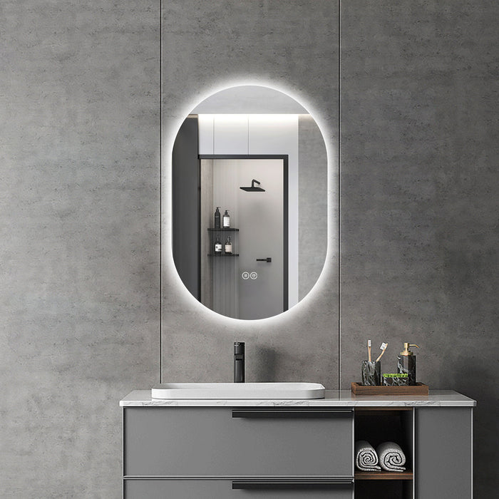 Smart Wall Mounted LED Touch Screen Mirror With Anti-Fog Function And Adjustable Lighting