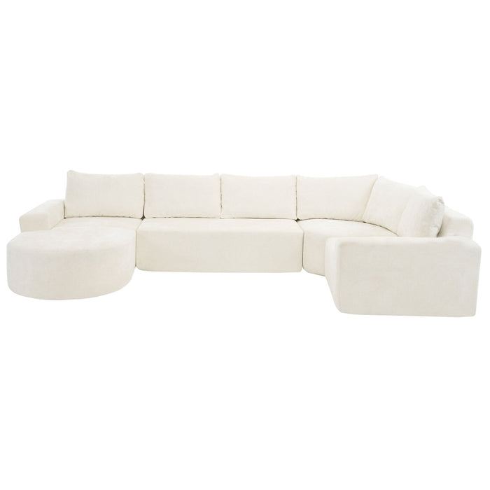 Modular Cloud Sectional Sofa Set, U-Shaped Upholstered Couch With Deep Seat