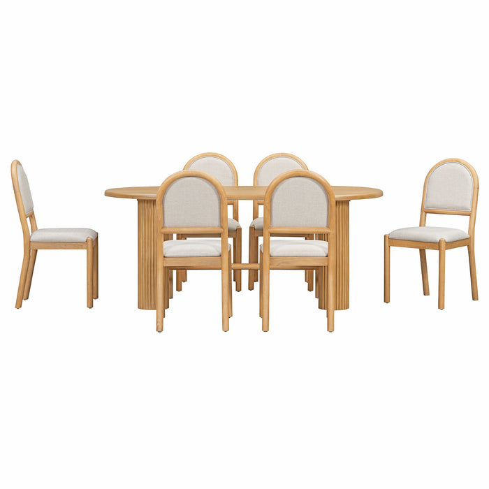 Oval Dining Table Set For 6 With 6 Upholstered Chairs