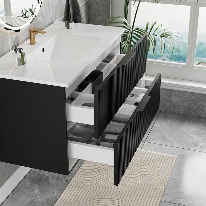 Modern Wall Mounted Floating Bathroom Vanity With Sink And Drawers