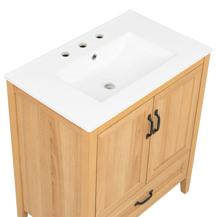 Elegant Fluted Bathroom Vanity With Sink, Soft Close Doors & Drawer