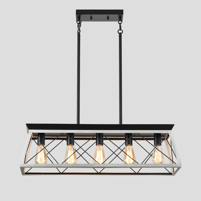 Chandelier Pendant Light For Dining Room Kitchen, 5 Light Fixture With Adjustable Height