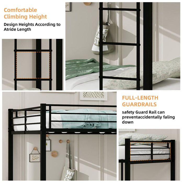 Bunk Bed For Kids, Convertible Frame With Ladders & Guardrail