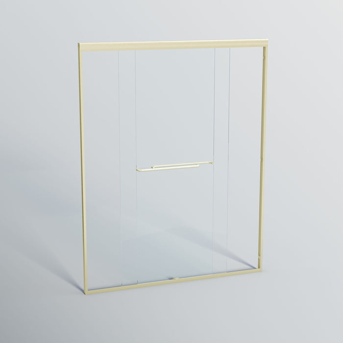 Double Sliding Shower Door, Semi-Frameless Bypass Bathroom Sliding Door With 1/4" (6 Mm) Tempered Glass For Walk-In Shower
