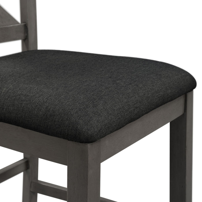 5 Pieces Counter Height Rustic Farmhouse Dining Room Wooden Bar Table Set With 2 Stools And 2 Chairs