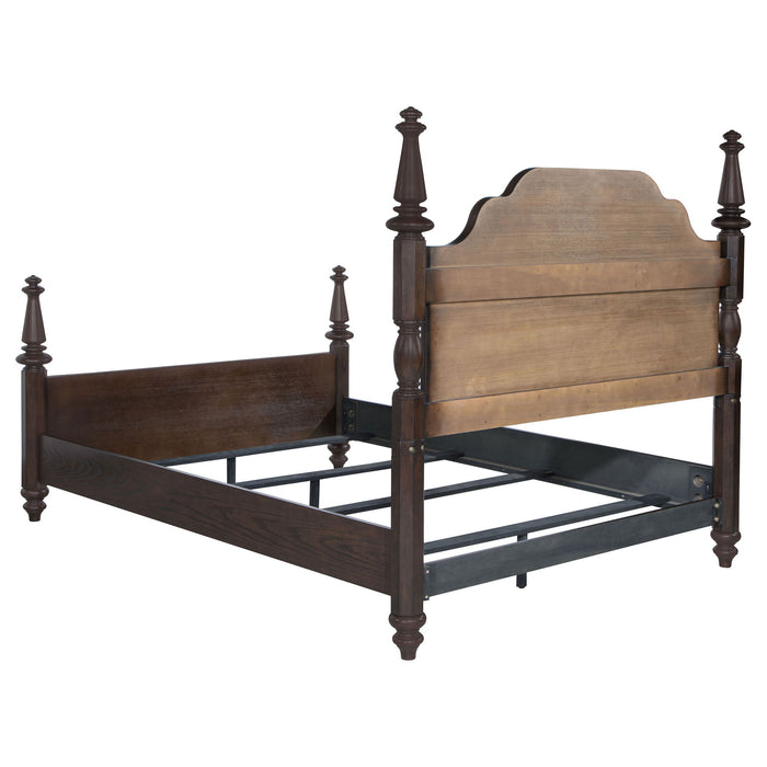 4 Poster California King Bed With Serpentine Headboard - Dark Oak