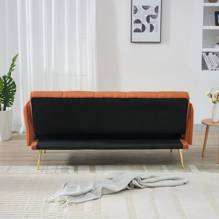 Convertible Double Futon Sofa Bed With Folding Armrests For Living Rooms