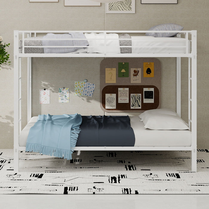 Bunk Bed For Kids, Convertible Frame With Ladders & Guardrail