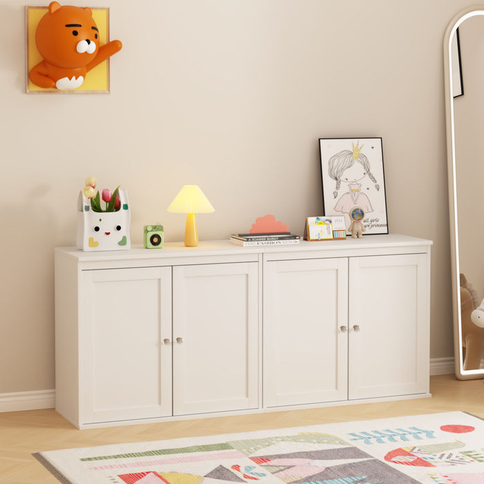 Kitchen Storage Cabinet With Double Doors, Adjustable Shelves, Sideboard Buffet For Dining Room - White