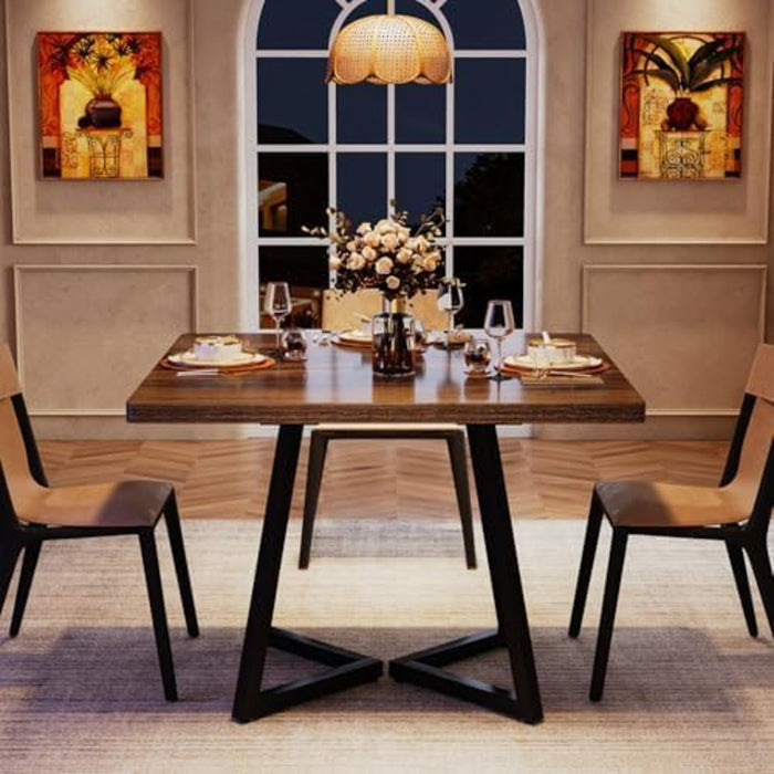 Square Dining Compact Kitchen Table - Brown / Black