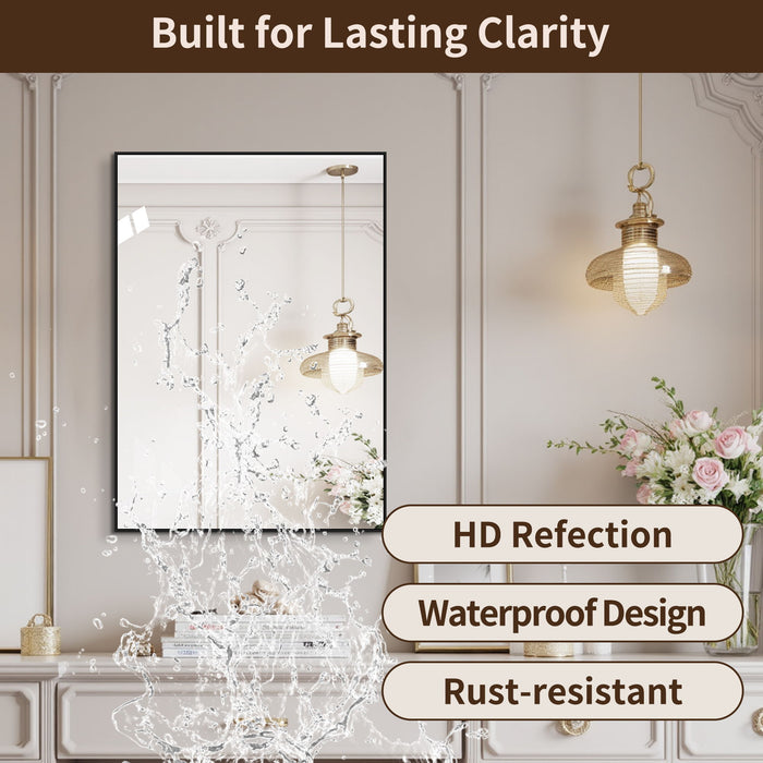 Framed Wall Mirror For Bathroom - Black