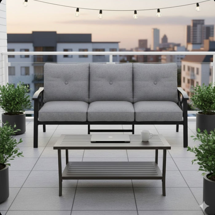 Patio Furniture Set With Coffee Table And Cushions For Backyard