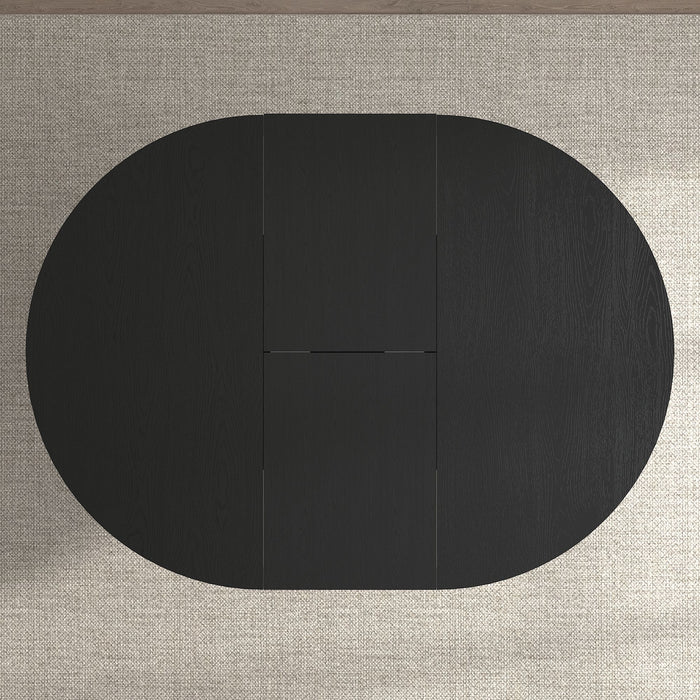 Dining Table For Farmhouse Kitchen Expandable Oval Table Top With Removable Leaf Trestle X Shaped Base - Black