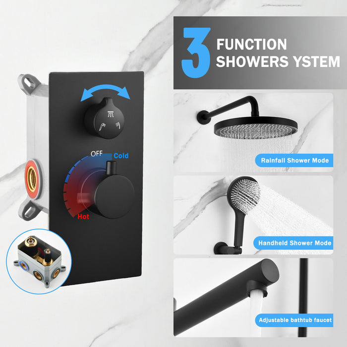 10" Shower System Set With Control Valve And Overhead Shower