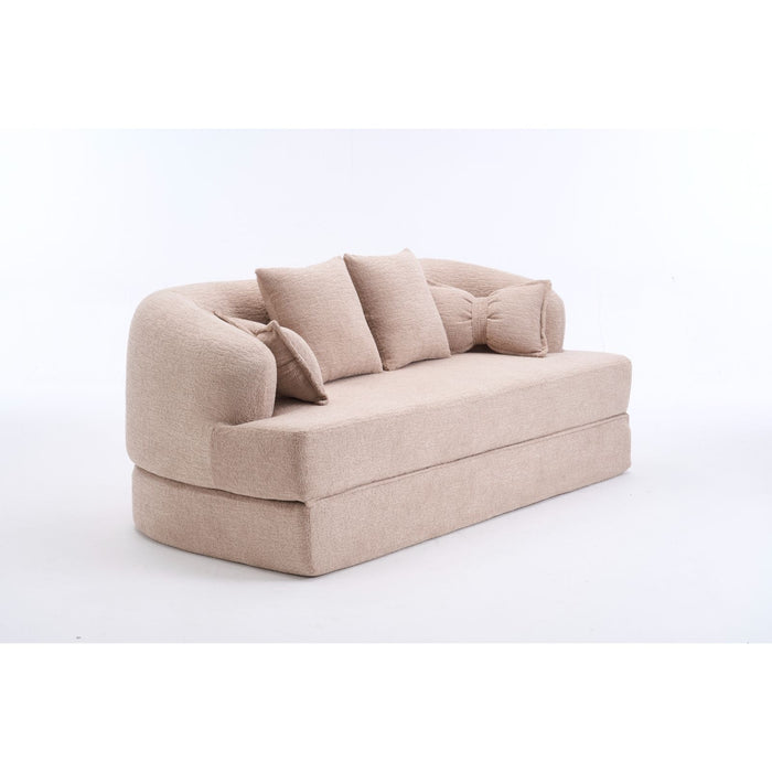 Foldable Sofa Bed, Boneless Couch Convertible Sleeper With 4 Pillows