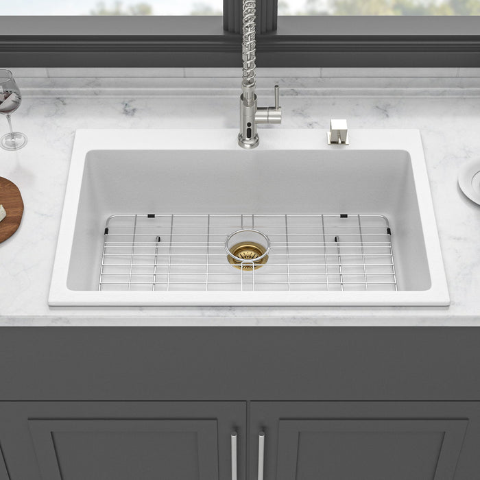 Quartz Kitchen Sink, Granite Composite, Drop In Sink With Durable Design