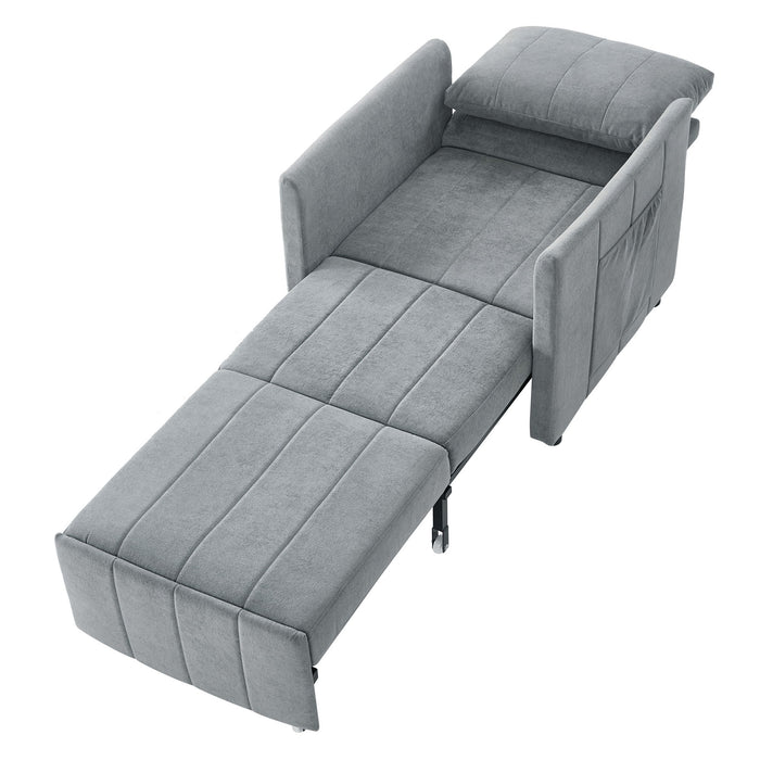 Upholstered Convertible Sleeper Sofa With 5 Position Backrest, Side Pockets, Storage