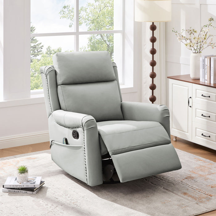 Manual Recliner Swivel Rocking Chair With 8 Point Massage And Heating