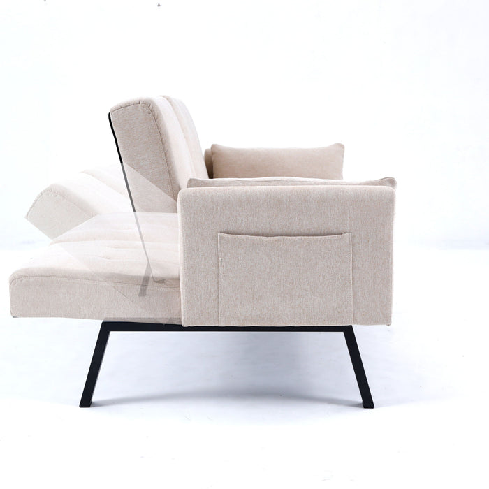 Sofa Bed With Foldable Design And Cup Holder